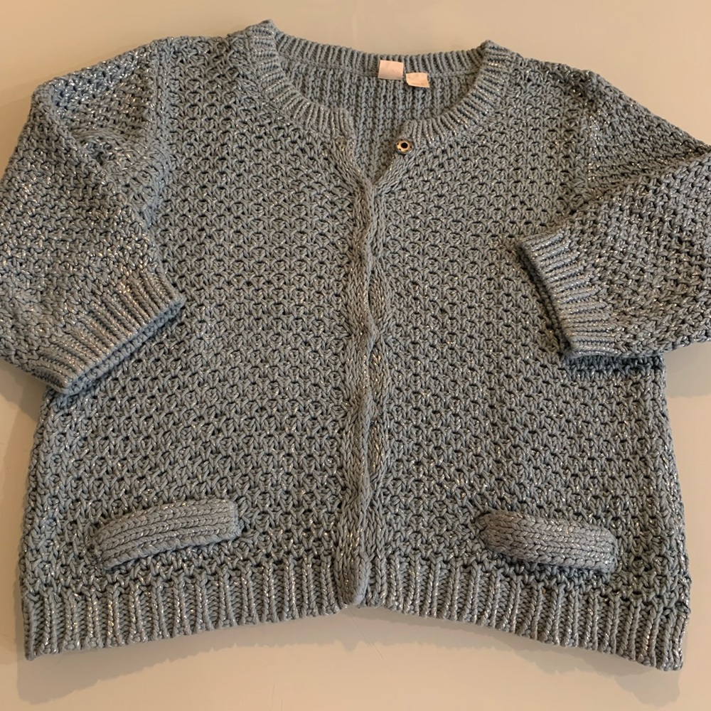 Hugo Boss Orange Cardigan Blue With Silver Chunky Knit